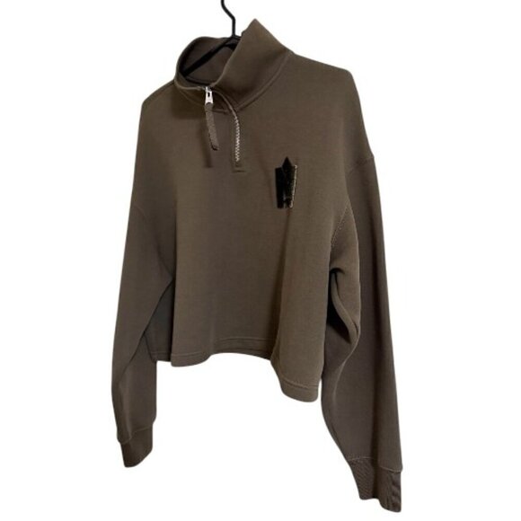 Mackage Army Green Lizia Cropped Pullover Half Zip - Picture 6 of 11